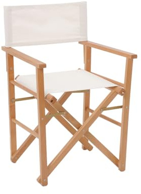 Danieli - Sedia da Regista in Legno per Esterni - Sedie Pieghevoli da Giardino in Legno di Faggio - Telo 100% Acrilico in Diverse Colorazioni - Ideali per Giardino, Terrazza, Spiaggia (Ecrù)