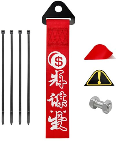 Ohleats Sangle de remorquage JDM pour voiture - Ceinture de remorque de course avec slogan chinois - Corde de traction décorative pour pare-chocs avant ou arrière - Accessoires extérieurs universels