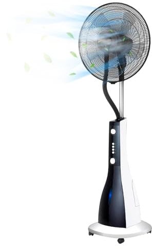Wintem BAKU Ventilatore con Umidificatore - Diametro 40 cm, 3 Velocità, Timer da 2 Ore, Serbatoio da 3L, Motore in Rame, Oscillazione Orizzontale