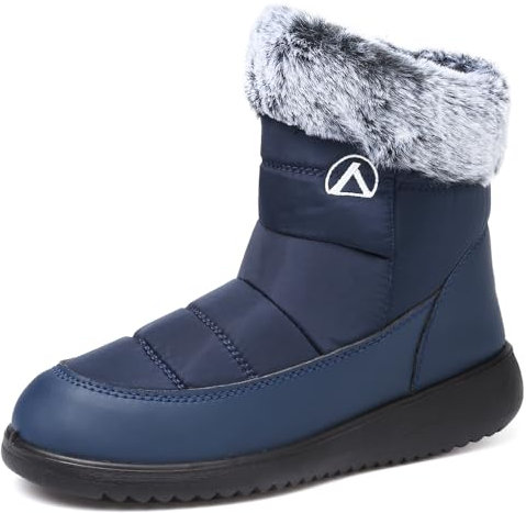 Rokiemen Stivali Donna Uomo Invernali Stivaletti Impermeabili Stivali da Neve Foderata Pelliccia Caldo Antiscivolo All'aperto Casual Camminate Stivaletti Blu EU 44