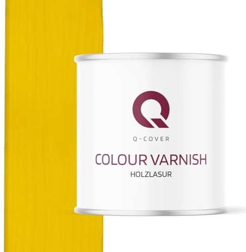 Q-COVER Holzlasur Gelb D130 2,5 L Satin – Silikonharz, Holzlasur, Innen & Außen, Filmbildend, Alle Holzarten, Zaun, Terrasse
