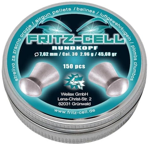 7,62mm (Cal.30) Fritz Cell Diabolos 150 Stück für Luftgewehre kompatibel zu FX Dreamline - 2,96g/STK.