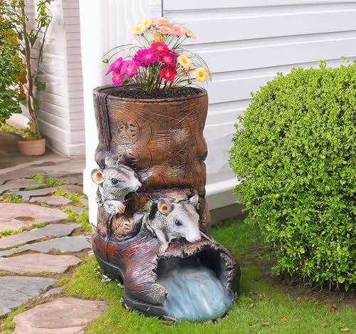 Euiroet Echte Maus-Stiefel, Skulptur, Dachrinne, Fallrohrverlängerung, Gartenskulptur, Dekoration, Fallrohr-Umlenker, Perfekter Regenumlenker für 7,6 x 10,2 cm Fallrohre, umweltfreundliches Harz,