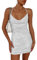 EMOTTOS Pailletten Glitzer Minikleid, Sexy Frauen Rückenfreies Neckholder Kleid, Weiches Swing Saum Bodycon Kleid, Glänzende Tube Club Cocktail Party Pencil Kleider(Silber, S)