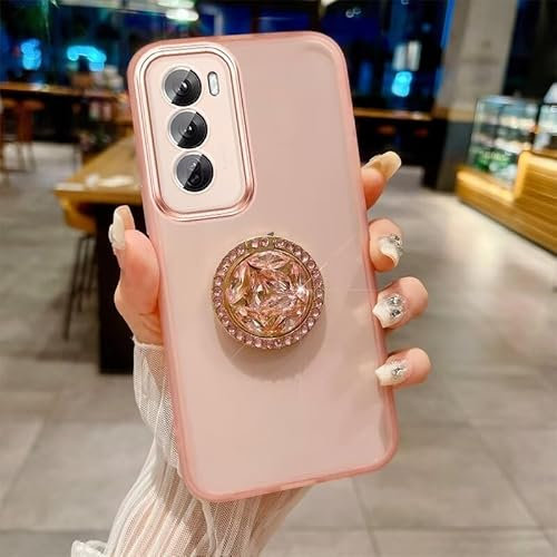 ATISIJIE Handyhülle für Oppo A52 / A72 / A92,Stoßfeste hülle Weiche TPU Abdeckung Glänzend Strass ständer Cover für Oppo A52 / A72 / A92-Rosa