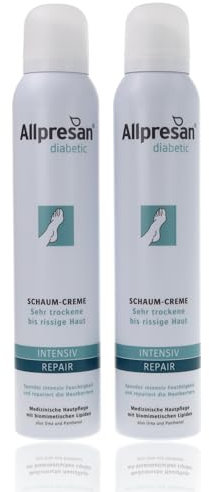 Allpresan diabetic INTENSIV + REPAIR Schaum-Creme mit Urea - bei Diabetes mellitus - für sehr trockene bis rissige Fußhaut - 200 ml (2er Pack)