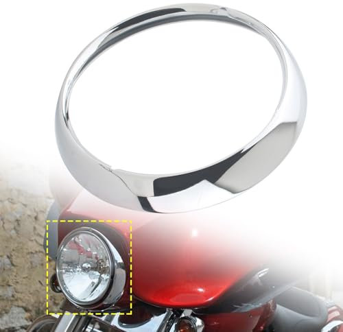 FINMOKAL Motorrad-Scheinwerfer-Lampenverkleidungsring, 17,8 cm, Chrom, kompatibel mit Harley Touring Road King Electra Glide Street Glide Tri Glide ab 1996