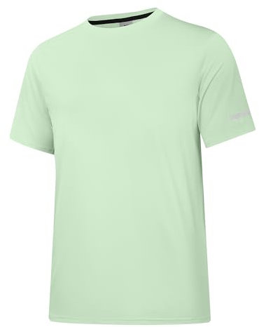 Herren Rash Guard UPF 50+ Sonnenschutzkleidung Kurzarm-T-Shirts für Männer Leichte, schnell trocknende SPF UV Swim Surfing Tees Fluoreszierendes Lichtgrün 14-L