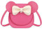 Ainiv Umhängetasche für Mädchen mit Schleife, Kleine Schulterhandtasche mit Mausohren-Schleife, PU-Umhängetasche mit Verstellbarem Riemen für Mädchen, Kinder, Kleinkinder, Teenager-Rose Pink