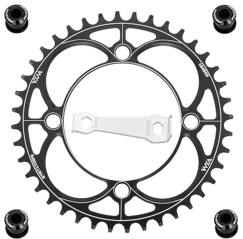 YBEKI Plato Monoplato 104BCD CNC 7075-T6 (32-52T) - Plato Estrecho-Ancho Ultraligero Anticaída para MTB/Carretera/BMX | Compatible Shimano/SRAM 8-12V | Anodizado Militar