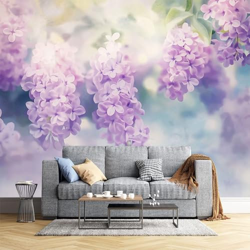 Eleganter Flieder Fototapete - Landschaftspflanzen - Größe 260X175Cm (Breite X Höhe) Wandtapete Tapete, Wandbild Wandtattoo Dekoration - Tapete, Kinderzimmer, Kindertapete