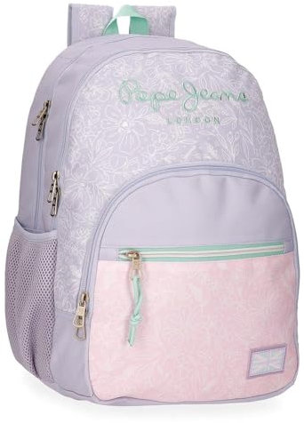 Pepe Jeans Renata Mochila doble Compartimento Portatil 15,6 pulgadas Morado 32x44x22 cms Poliéster 25,81L by Joumma Bags