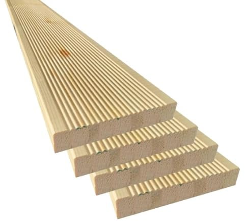Pavimento In Legno Antiscivolo da 300 cm, sezione 14,5x2,7 cm, Multipack 4 pz, Personalizzabile