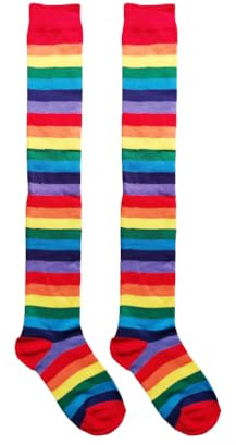 VIGUEUR Rainbow Striped Over-Knee Socks, Thigh High Length, Unisex