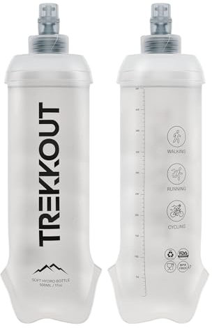 TREKKOUT Soft Flask 500ml 2 Pack | Running Water Bottle | Collapsible Water Bottles | Trial Running Hydration Flask Set | Soft Water Bottle for Hiking, Cycling, Marathon | BPA-Free & Lightweight