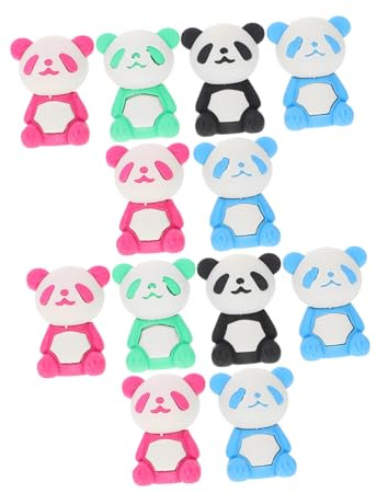 16 Stück Panda Radierer aus Gummi für Kinder und Schüler | Cartoon Optik, zum Entfernen von Bleistiftspuren, Geeignet als Belohnung für Hausaufgaben Zufällige Farbe