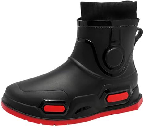 Bottines en caoutchouc thermique pour homme avec doublure amovible et imperméable pour l'extérieur, Rouge, 52