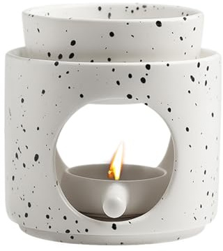 Duftlampe aus Keramik mit Teelichthalter, Duftlampe für Atherische Ole Abnehmbare Teelichthalter, Abnehmbare Schale Räucherstövchen, Stövchen für ätherische Öle, Duftöl und Duftwachs, Weiß