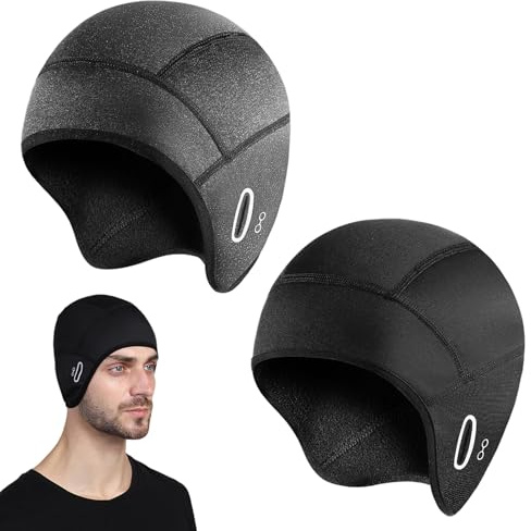 DOINEUFL Fahrrad ZubehöR MüTze Herren, FahrradmüTze Unter Helm Damen, 2 StüCk Reithelm Fahrradkappe RadmüTze Cycling Bike Cap SportmüTze (DE/NL/SE/PL, Numerisch, 52, 62, Schwarz + Grau)