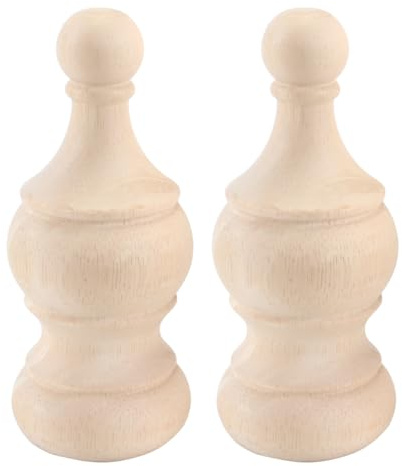 Alide 2PCS Decorative Unfinished Wood Finials, 15x6cm Wooden DIY Crafts for Bed Post Flagpole Topper Staircases, Home Hotel Office Decoration