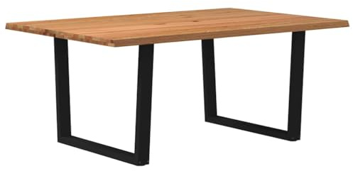 Mandloder Esstisch mit Baumkanten 180x120x74 cm, Massivholz Eiche, rechteckiger Holztisch für Esszimmer, Küchentisch modern