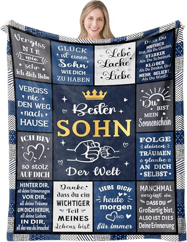 ZUCZUG Kuscheldecke Geschenk für Unseren Sohn von Eltern, Personalisiert Decke An Meinen Sohn Von Mama und Papa, Super Weich Flanelldecke Geburtstag Geschenke für Weihnachten Graduierung