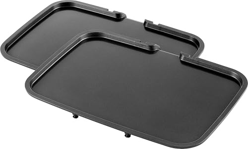 ZWILLING ENFINIGY Teppanyaki-Platten für Kontaktgrill, Plancha-Platten, Keramik-Antihaftbeschichtet, Spülmaschinengeeignet, Schwarz