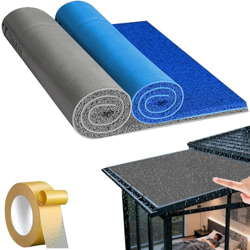YUQIWKK Rain Noise Reducer for Awning & Roof, Soundproofing Mat for Outdoor Use, Stops Rain Dripping Noise, Flame Retardant & Heat Insulation, Non-Slip PVC Backing(Gray,1.2x2m(47.2x78.7in))