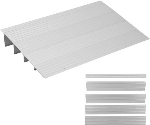 Garvee Aluminium Türschwellenrampe – 4/10cm Höhe, 320kg Tragkraft – Verstellbare Rollstuhlrampe für Haustür, Rollator, Scooter, Motorrad & Kinderwagen – rutschfest, für Innen & Außen, 4-teilige
