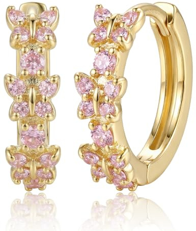 Ecripe Creolen Silber 925 Klein für Damen, 14K Vergoldete Creolen mit Cubic Zirkonia, Hypoallergene Ohrringe Geschenk für Frauen Freundin Mama