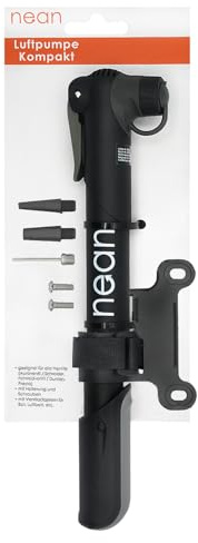 nean Bomba de aire compacta para marco de bicicleta, con soporte y adaptador de válvula, 33 ml, color negro