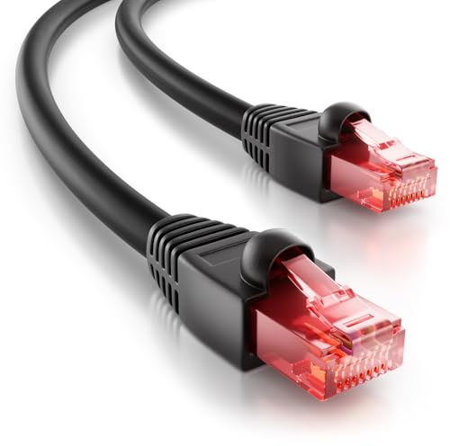 deleyCON 2m CAT6 Outdoor Netzwerkkabel RJ45 Ethernet LAN Patchkabel | Für Außenbereich, witterungsbeständig, DSL Kabel mit RJ45 Stecker, für PC, TV, Kamera, PoE, Camping uvm.