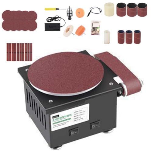 Belt and Disc Bench Sanders for Metal, Abrasive Roller Machine Bench Top Linisher with Cast Iron Base, Roating 20/40mm Belt Grinder and 150mm Disc Sander for Workshop Wood Sanding(21)