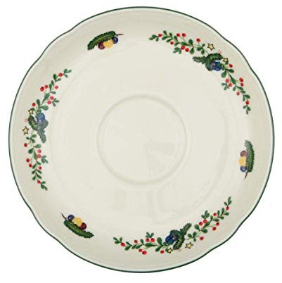 Seltmann 001.299604 Weiden Marie-Luise Modern Porzellan Kombi-Untertasse, Weihnachten, Rund mit Relief, 43607 Dekor, Grün, 2.1cm Höhe, 15cm Durchmesser