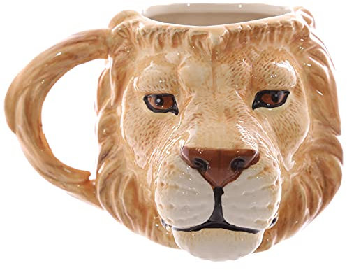 Puckator MUG212 Mug Design Tête de Lion Céramique Beige/Blanc