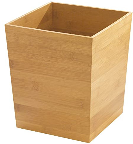 mDesign Mülleimer Bambus ohne Deckel – quadratischer Abfallsammler für Büro, Wohnzimmer oder Schlafzimmer – BHT: 20,0 x 25,5 x 20,0 cm – Papierkorb aus Bambus – natur