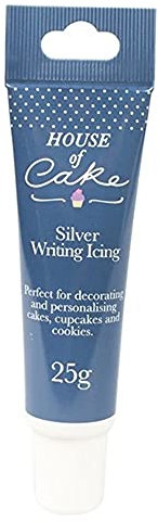 House of Cake Silver Glitter Icing Tube, Writing Icing For Messages, Decorations, Cakes, and Shapes, 25g