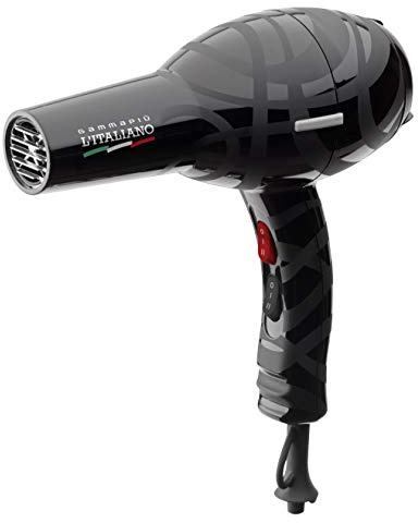 GAMMAPIU' Professioneller Haartrockner L‘Italiano, 100% Made in Italy, Leicht, Leise, Leistungsstark, Ergonomischem Griff, Haarpflege, Einstellbare Geschwindigkeit, W 1700-2000, Italienischer Stecker