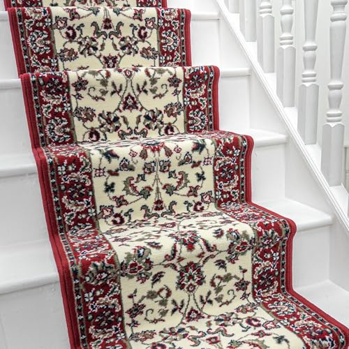 runrug Soft & Comfortable Stair Runner - Smooth & Durable Carpet for Stairs - Stain-Resistant, Fade-Resistant - Multiple Sizes - 720cm x 70cm - 9mm Thick - Persian, Cream