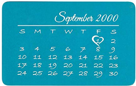 Personalisierter Kalender mit spezieller Datumsanzeige, personalisierbar Blue Custom Date 53mm x 85mm x 1mm