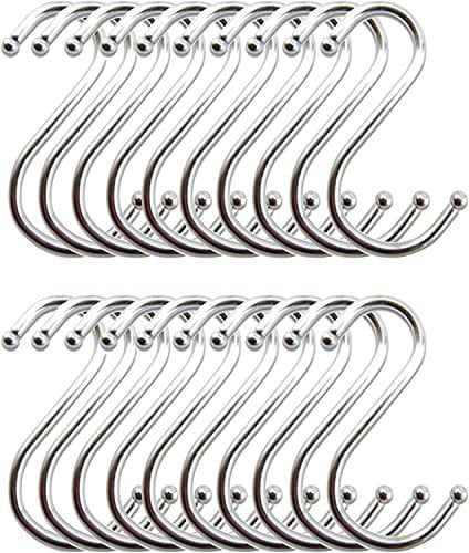 Yogopro 20 Piezas S Ganchos Cocina Acero Inoxidable Ganchos en Forma de S Metal Ganchos Colgadores Ganchos Multifuncionales para Colgar Bolsos Ropa Ollas y Sartenes