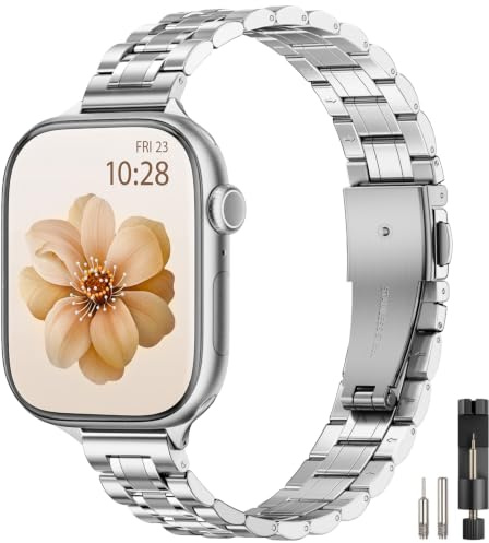 STIROLL Thin Metal Band Compatible with Apple Watch Bands for Women