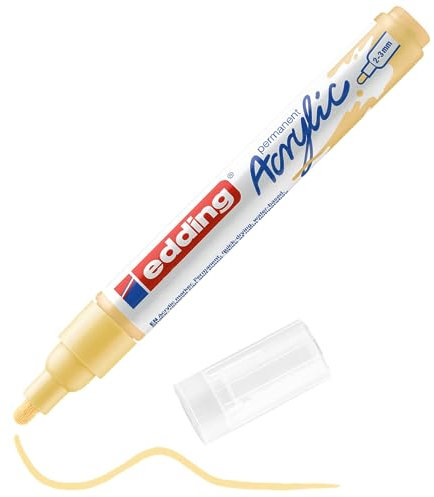 edding 5100 Acrylmarker medium - pastell-gelb - 1 Acrylstift wasserfest - mittlere Rundspitze 2-3 mm - Acryl Farben zum Malen auf Leinwand, Malpapier und Holz - Acrylstifte für Steine