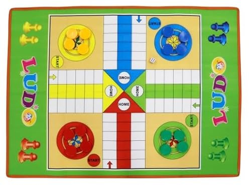 Home It® Ludo Spiel XL | Großes Gesellschaftsspiel für die ganze Familie | Outdoor & Indoor Ludo Set (130x95 cm) mit 16 Spielfiguren & Würfel | Perfekt für Garten, Camping & Zuhause