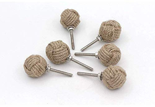 Juego de 6 pomos de cuerda de yute de 32 mm de diámetro para gabinete, diseño náutico