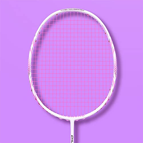 XJST Sport-Badmintonschläger, Kohlefaser-Composite 2-Spieler-Badmintonschläger, Integrierter Formstruktur, Hergestellt Für Mädchen,Rosa