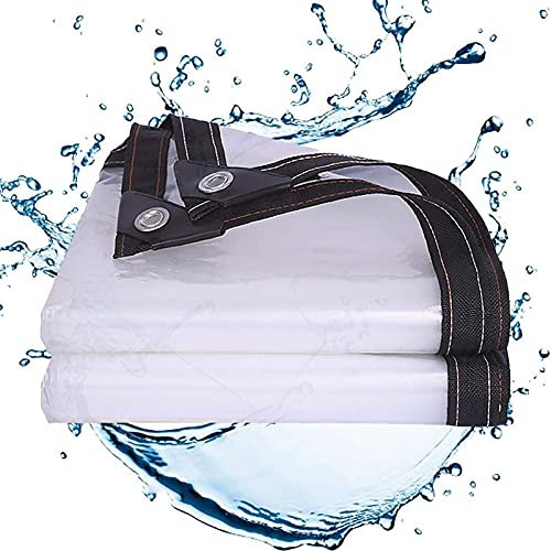 FOGUO Lona de Proteccion Transparente 5x9m, Lona Transparente Impermeable y Termica, Lona Impermeable Transparente Exterior Grande, Protección contra UV, para Muebles, Jardín