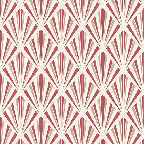 Art Deco Wallpaper Paste The Wall Textured Vinyl Red Gold Glitter