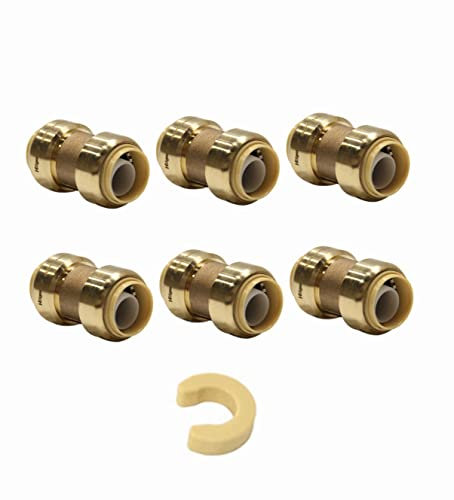 EFIELD PF003-6PCS Steckverschraubungen, 1/2 Zoll, gerade Kupplung zum Anschluss von Pex, Kupfer, CPVC, kostenloses Clip-Werkzeug, 6 Stück