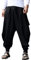 ellazhu Herren Casual Haremshose mit Elastischer Taille Einfarbig Jogginghose GYM22 Schwarz01